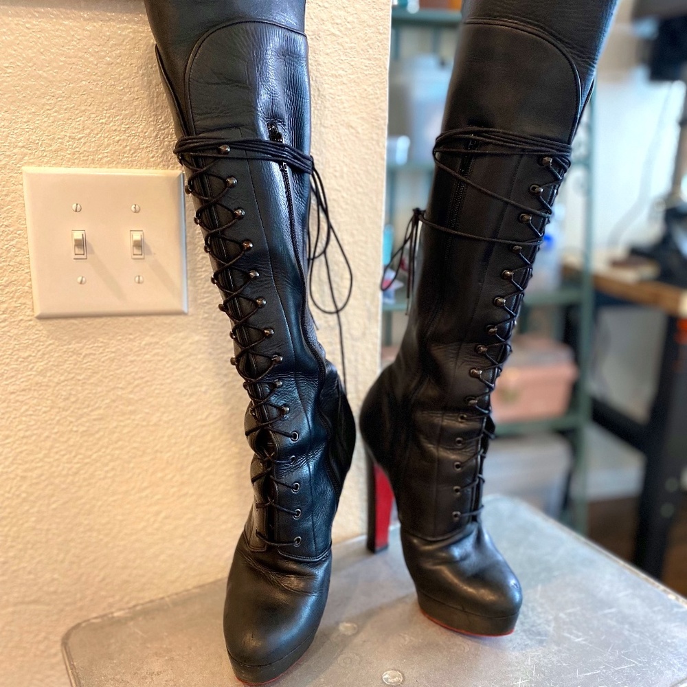Christian Louboutin Military Lace Up Platform Boots